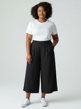 Banana Republic Black High Rise Culotte Wide Leg Pants